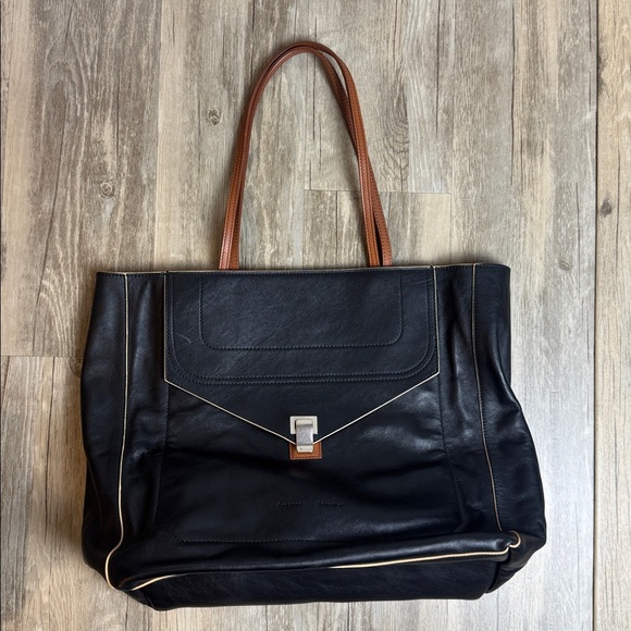 Proenza Schouler Lunch Bag Tote Black Leather Large Shoulder Bag Made in Italy - Picture 11 of 11